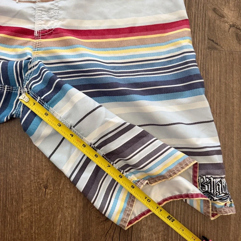 Billabong Board Shorts Mens Size 33 Multi-Color Striped Surf Swim Trunks Y2K